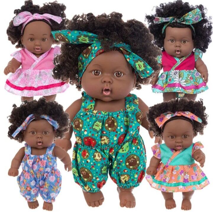 Mô hình đồ chơi Búp Bê "African doll" silicone 20cm cho Bé(Em Bé Búp Bê Châu Phi)