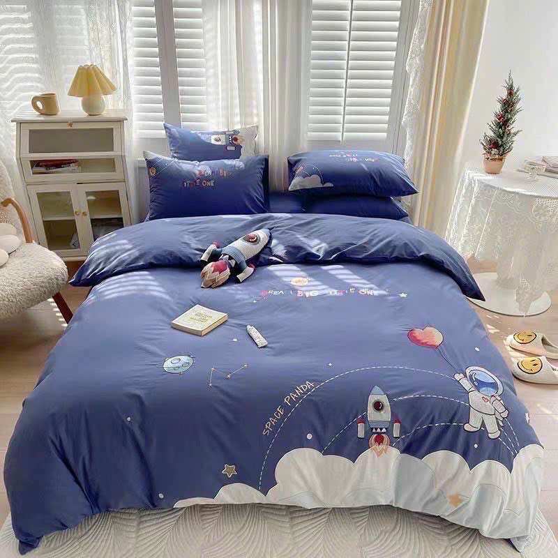 Set Chăn Ga Gối Cotton line Thêu Hoạ Tiết