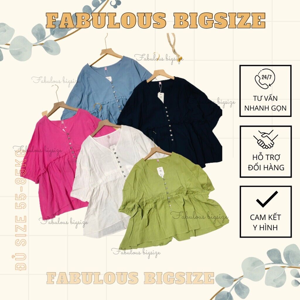 Áo babydoll đũi bigsize 60-90kg