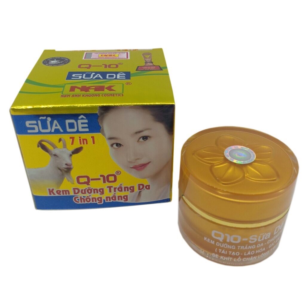 [HCM]Kem dưỡng trắng - Chống nắng - Tái tạo - Lão hóa - Giữ ẩm - Se khít lỗ chân lông Q10 - Sữa dê 18g