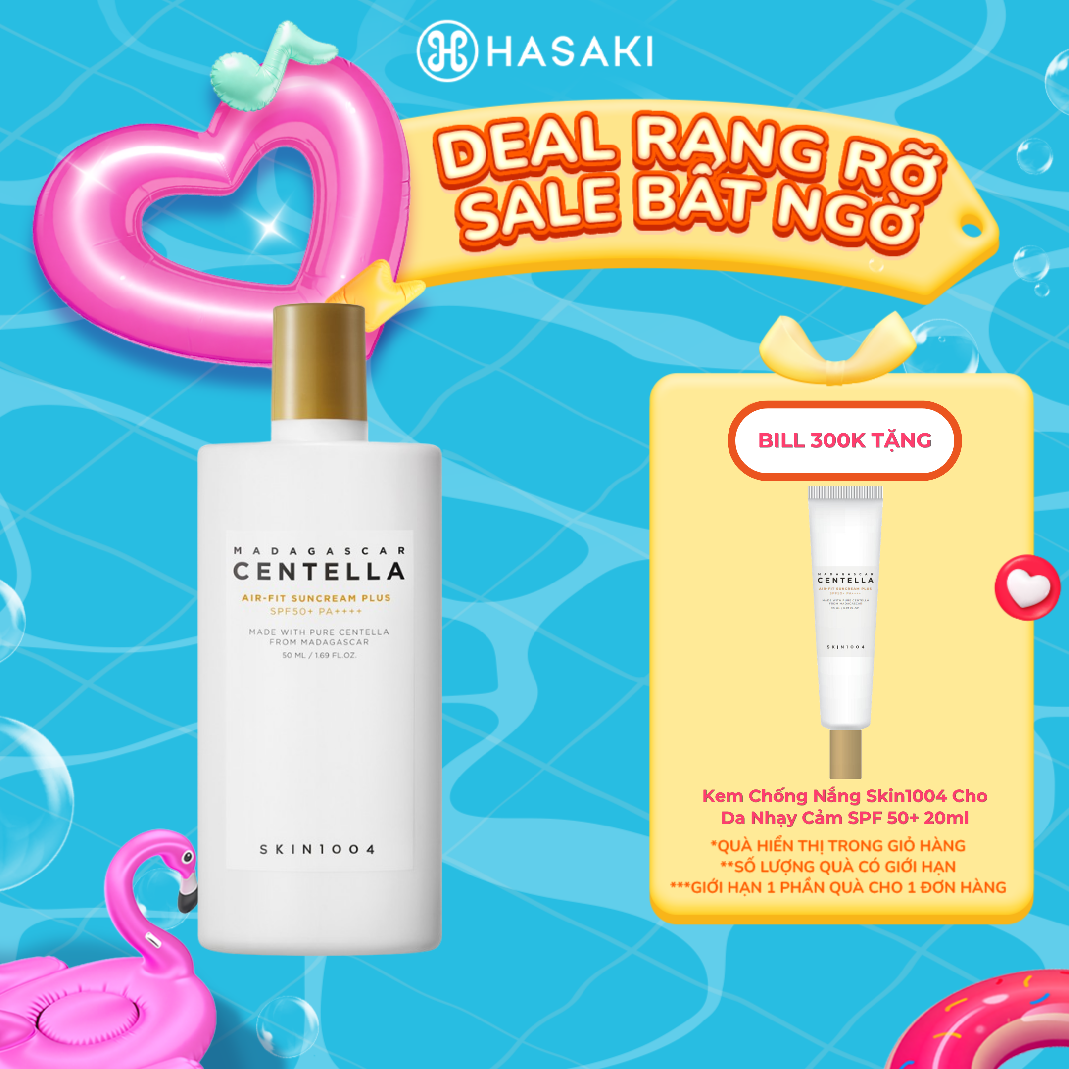 [MUA LÀ CÓ QUÀ] Kem Chống Nắng Skin1004 Cho Da Nhạy Cảm SPF 50+ 50ml Madagascar Centella Air-Fit Suncream Plus SPF50+ PA++++ Hasaki Sản Phẩm Chính Hãng