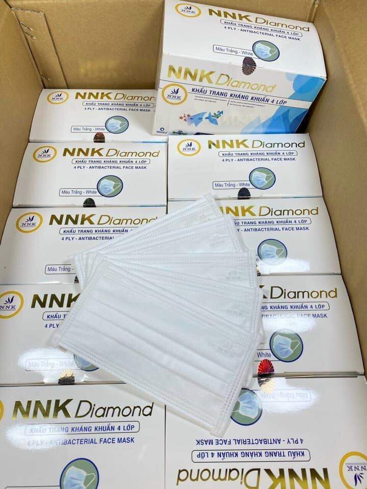 Khẩu Trang Y Tế Cao Cấp 4 Lớp NNK DIAMOND MÀU TRẮNG Kháng Khuẩn ( 1 Hộp 50 Cái )