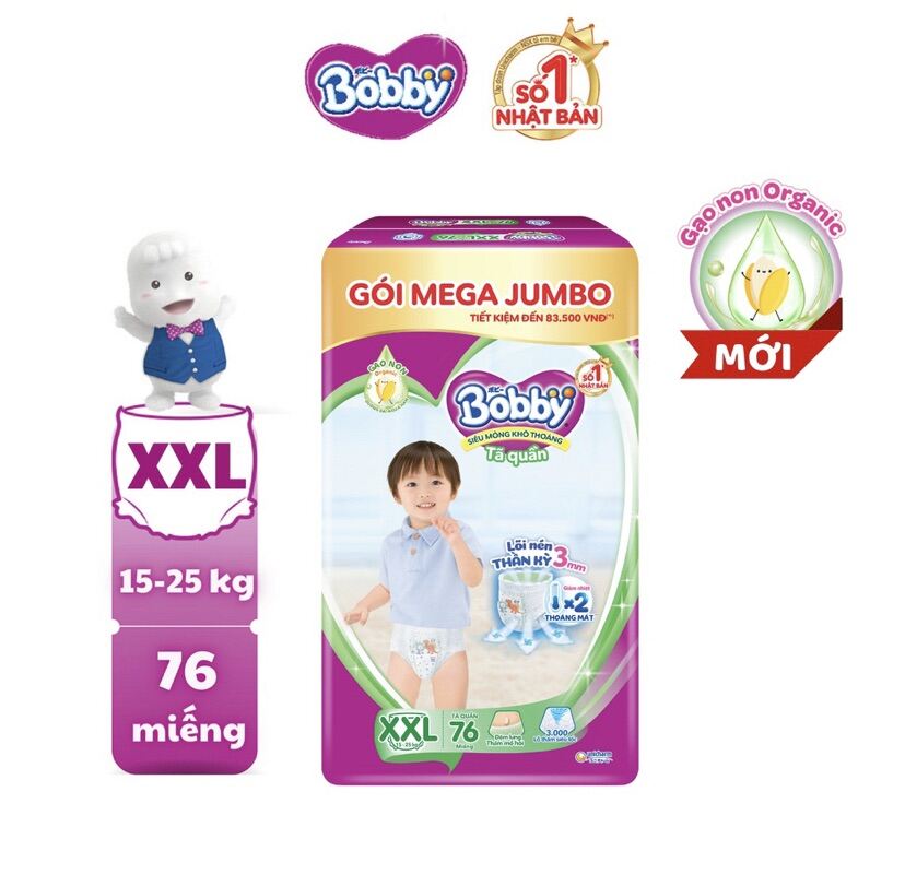 Tả quần Bobby XXL76 miếng gạo non mới