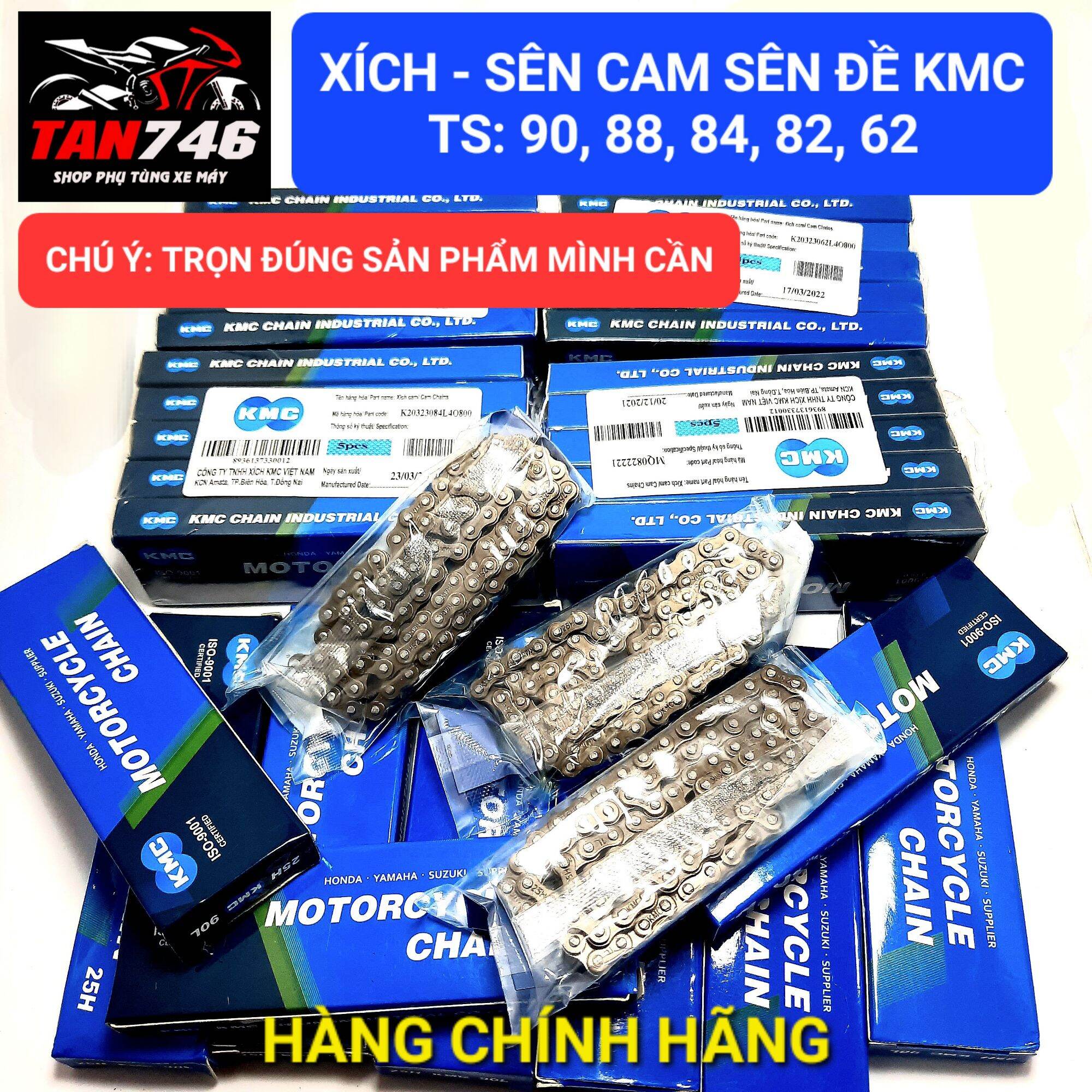 Sên cam, sên đề kmc 90, 88, 84, 82, 62, xích cam chính hãng của kmc, chất lượng uy tín giá tốt.