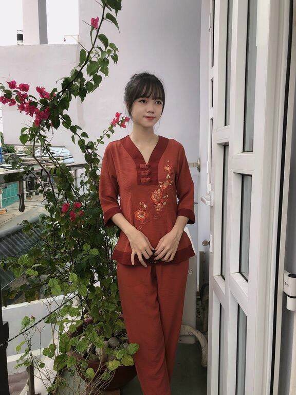 Đồ lam đi chùa - mẫu nữ 3 nút vải đủi loại 1