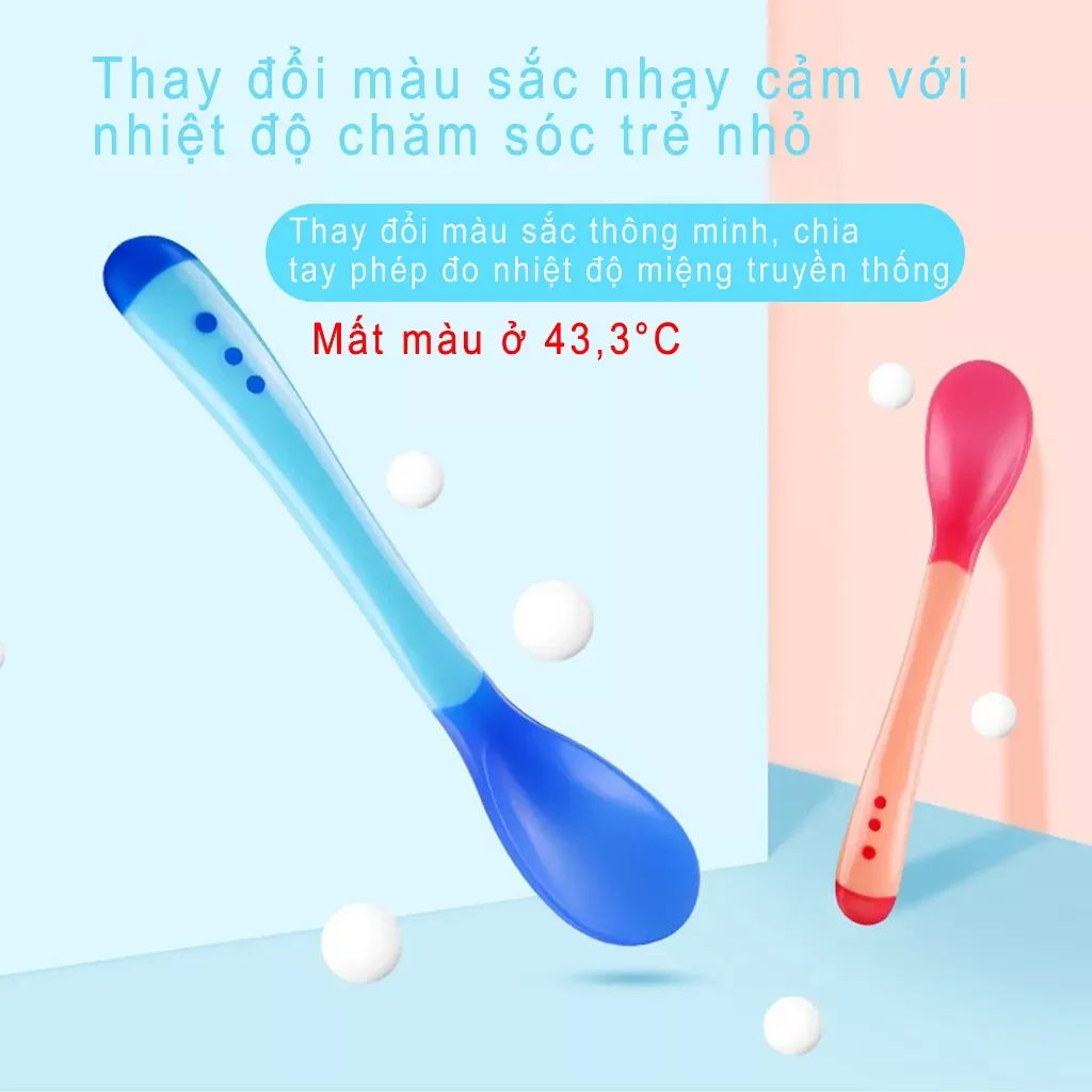 Thìa sillicon báo nóng, muỗng sillicon mềm cho bé ăn dặm