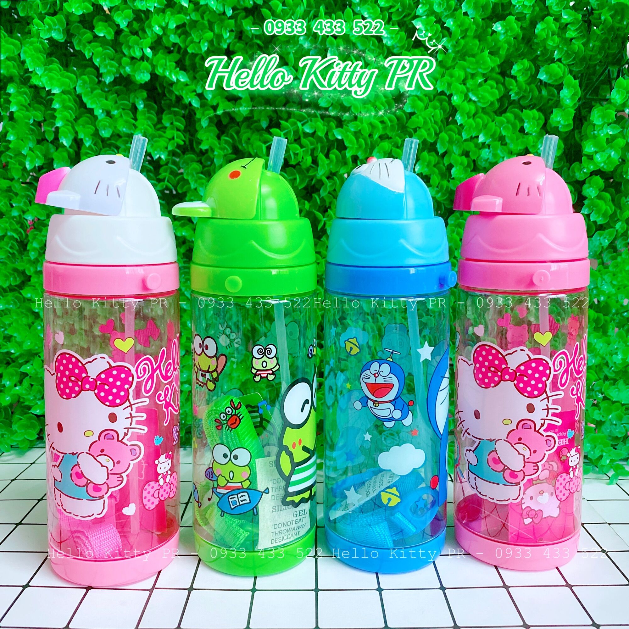 Bình nước có dây đeo Hellokitty Doremon Doraemon - Ếch xanh