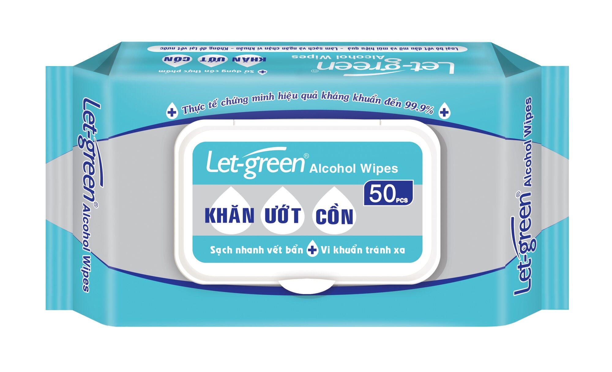 Khăn ướt cồn diệt khuẩn let-green 50 miếng/bao