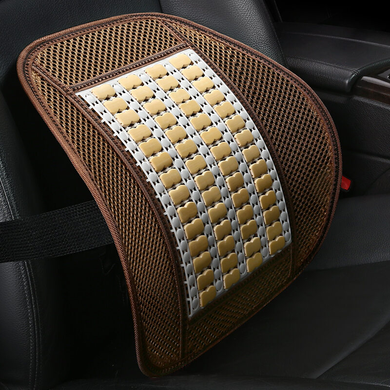 Car Waist Cushion Wooden Bead Breathable Waist Support Massage Waist Pad Office Seat Lumbar Pillow Back Cushion Summer Backrest Car