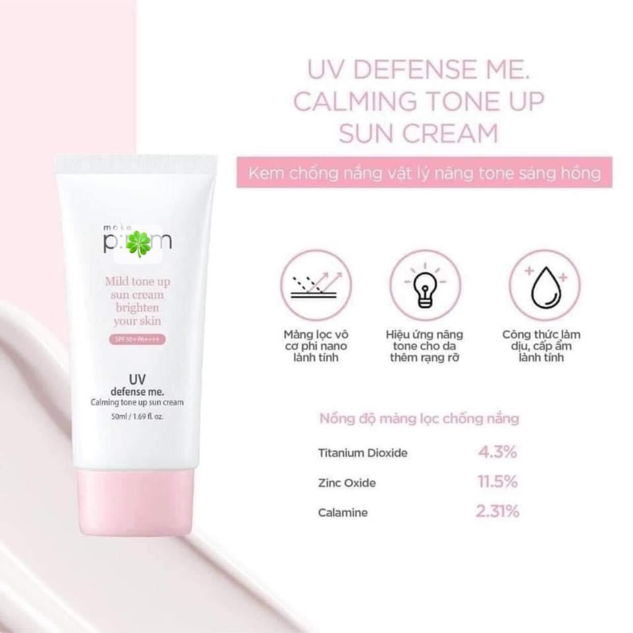 [TÁCH LẺ NO BOX] KEM CHỐNG NẮNG MAKE P:REM 50ml