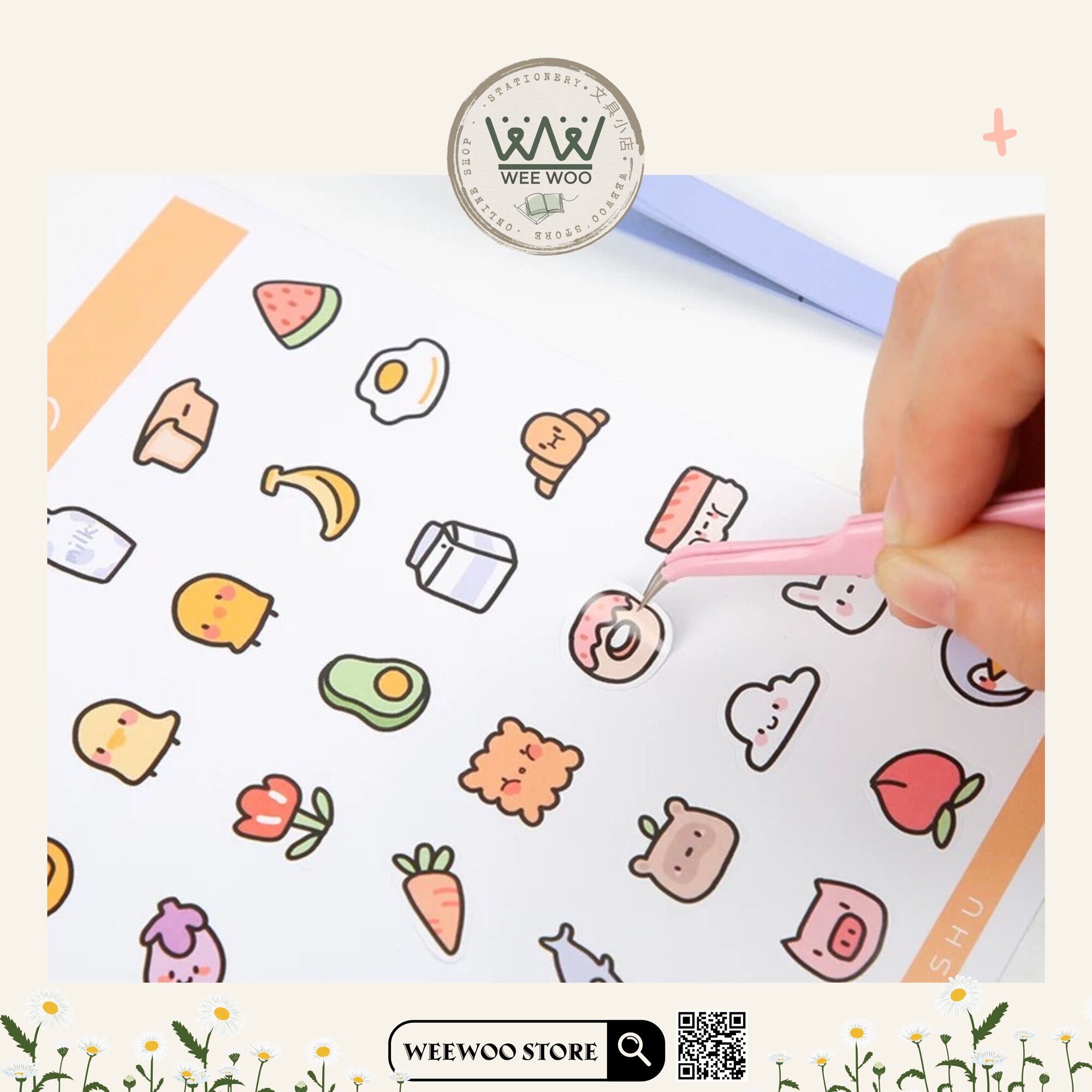 Nhíp gắp gỡ sticker dán tone màu Macaron - WeeWoo Store