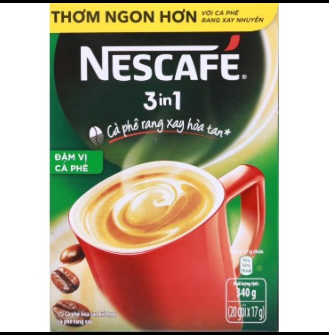 Cà phê hòa tan Nescafé 3in1 xanh đậm vị cà phê (hộp 20 gói x 17g)