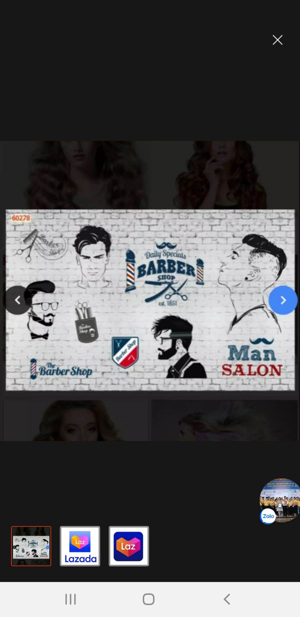 Tranh dán tường 3D trang trí salon tóc Nam keo sẵn