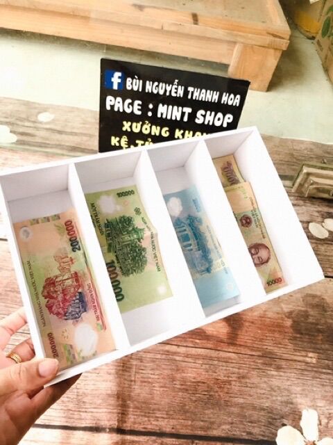 Hộp chia tiền thu ngân 4 ngăn khay đựng tiền tiện lợi