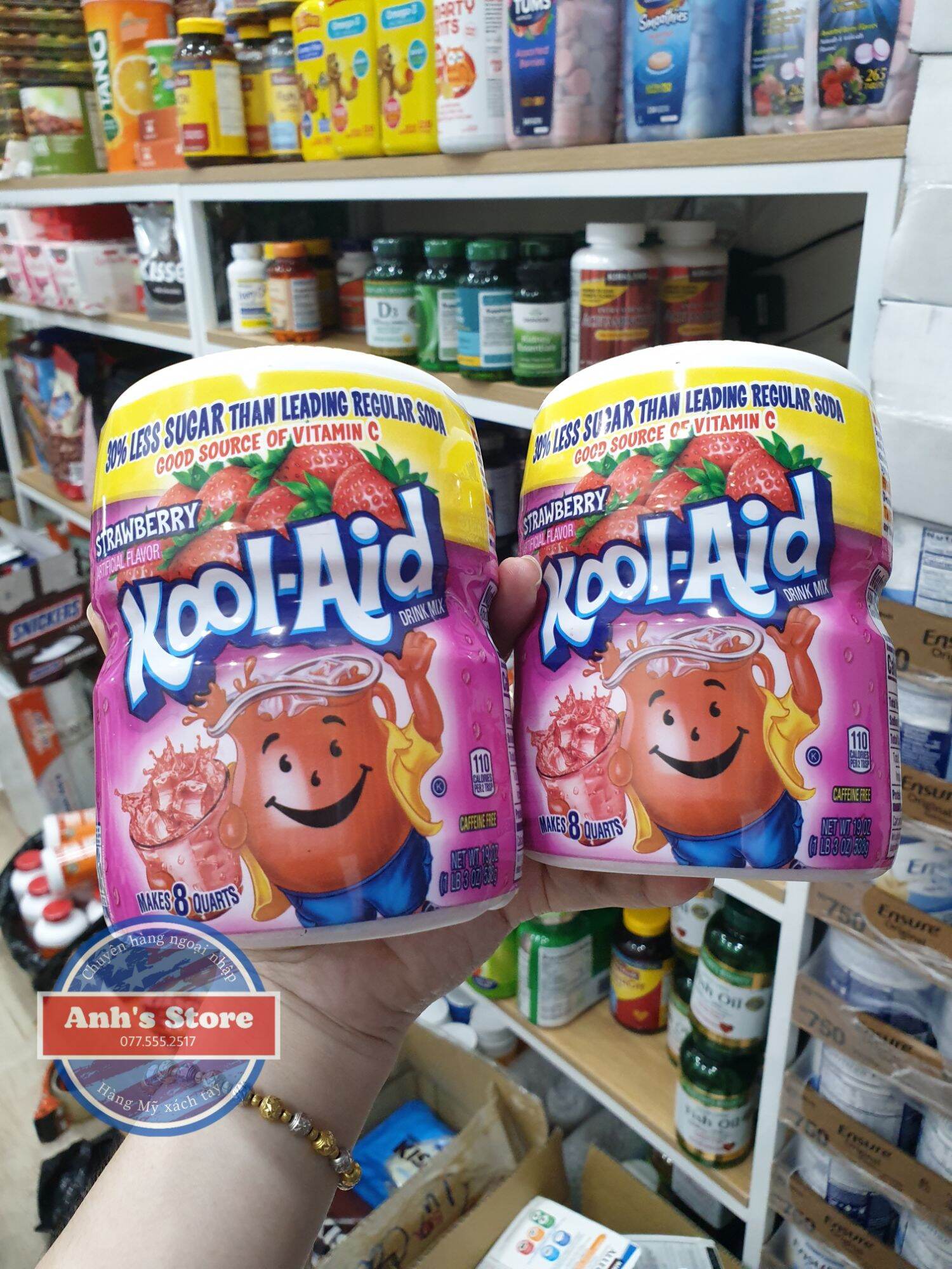 Bột pha nước trái cây kool-aid mỹ 538g - hương dâu
