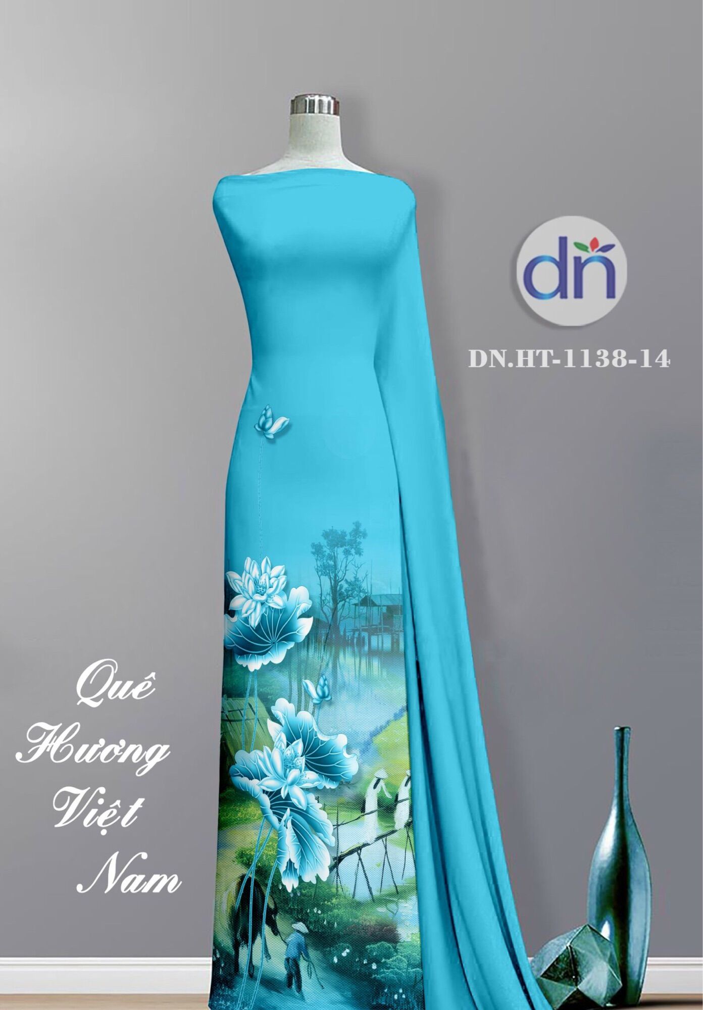 Vải áo dài hoa sen
