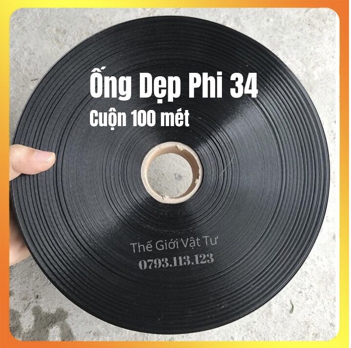 Cuộn 100 mét ống dẹp tưới phun mưa phi 34