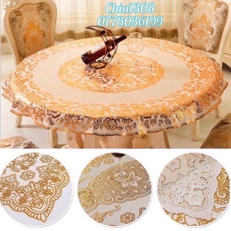 KHĂN TRẢI BÀN TRÒN CAO CẤP HOA VÂN NỔI( sỉ ib)