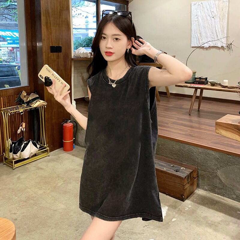 Thời Trang Thoải Mái Vừa Vặn Chiều Dài Giữa Cộc Tay Không Tay  Áo Hai Dây Nữ Áo Thun Phổ Biến Cỡ Lớn