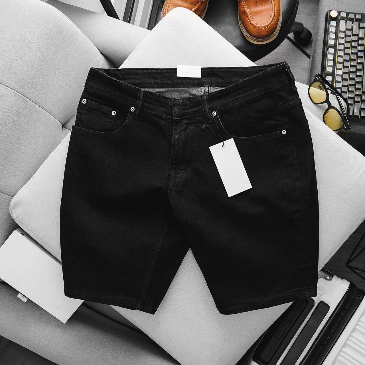 Quần Jean Ngố Nam màu đen ống suông Jean co giãn hàng Vnxk xịn