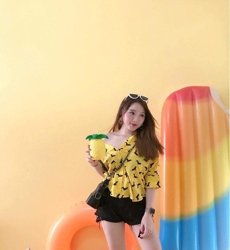 Áo sơ mi in họa tiết siêu xinh