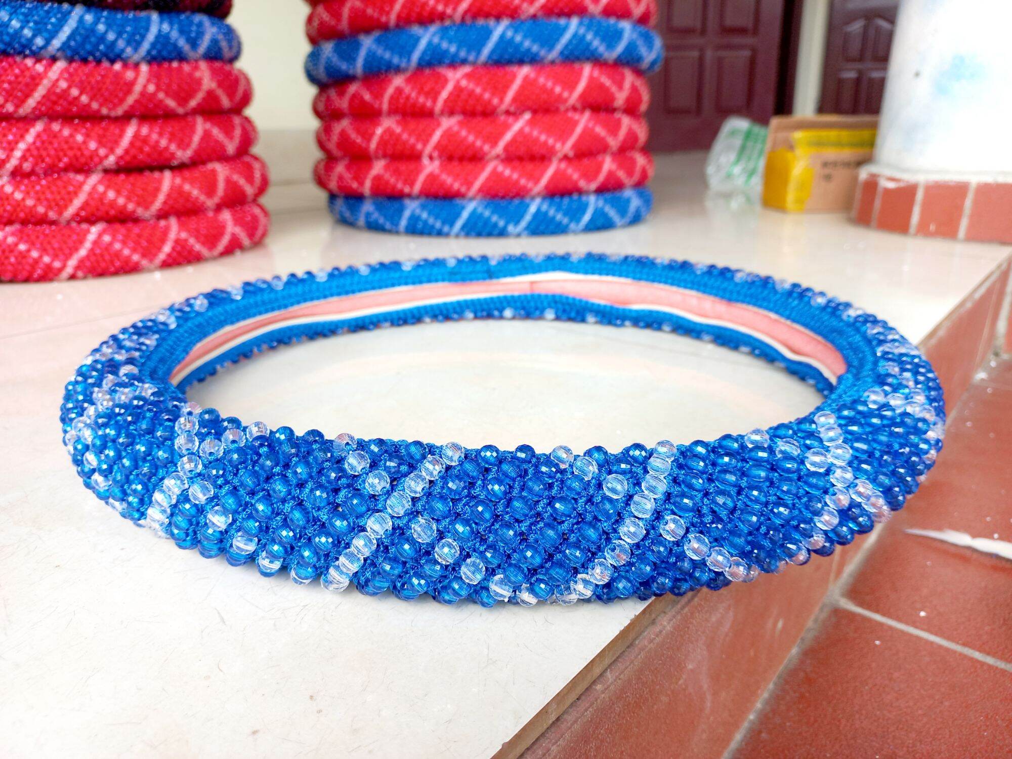 Bọc vô lăng hạt cườm pha lê Hàn Quốc