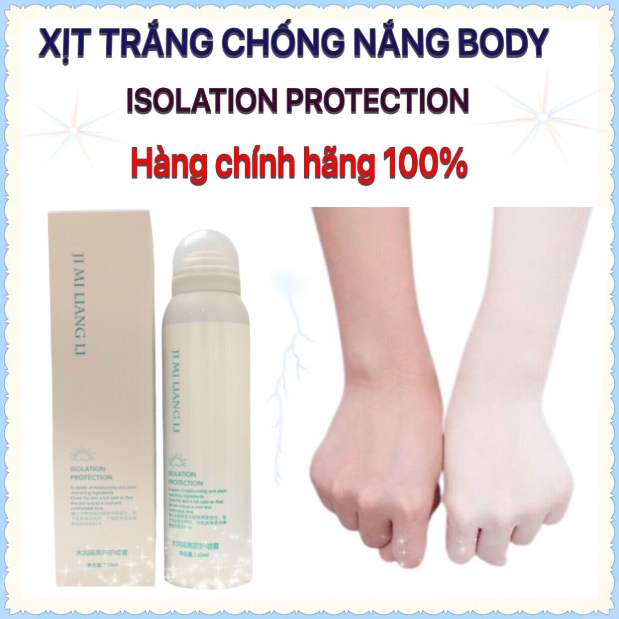 Xịt Trắng Chống Nắng Dưỡng Trắng Da Body - Miga Isolation Protection 150Ml