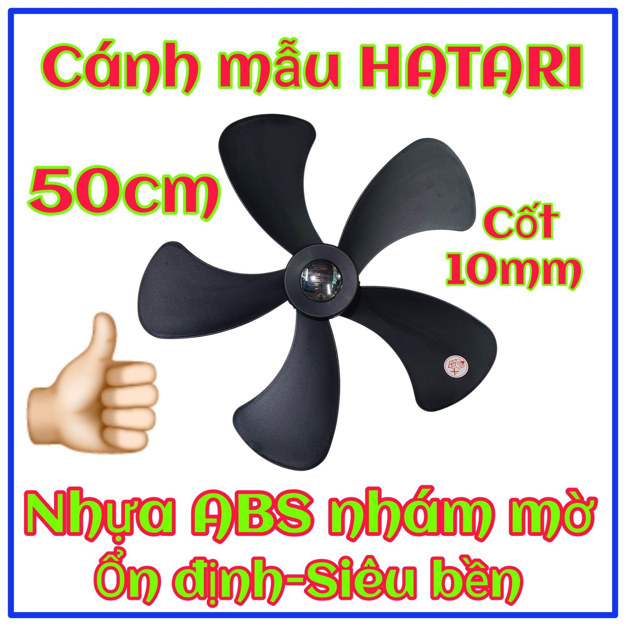 Cánh quạt B6, 5 lá (kiểu HATARI), lỏi nhôm đúc, Cốt 10mm, 500mm, nhựa ABS nhám mờ, ổn định, siêu bền khó biến dạng dạng,