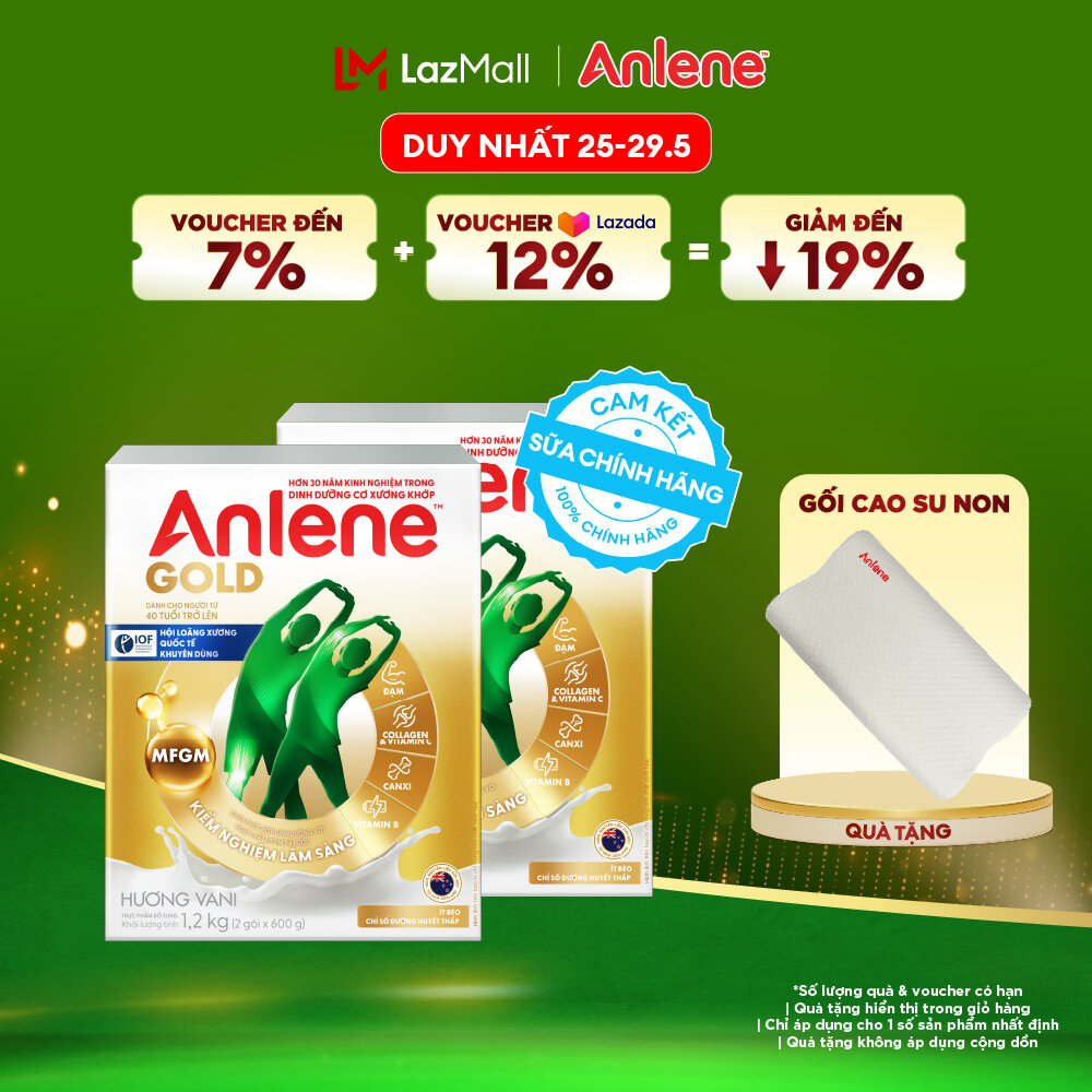 [Voucher giảm đến 26%]Combo 2 Sữa Bột Anlene Gold Hương Vani 1.2Kg