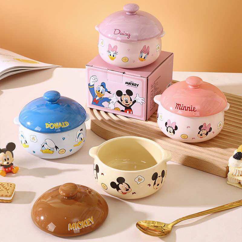Chén thố sứ có nắp đậy Hoạt Hình Disney