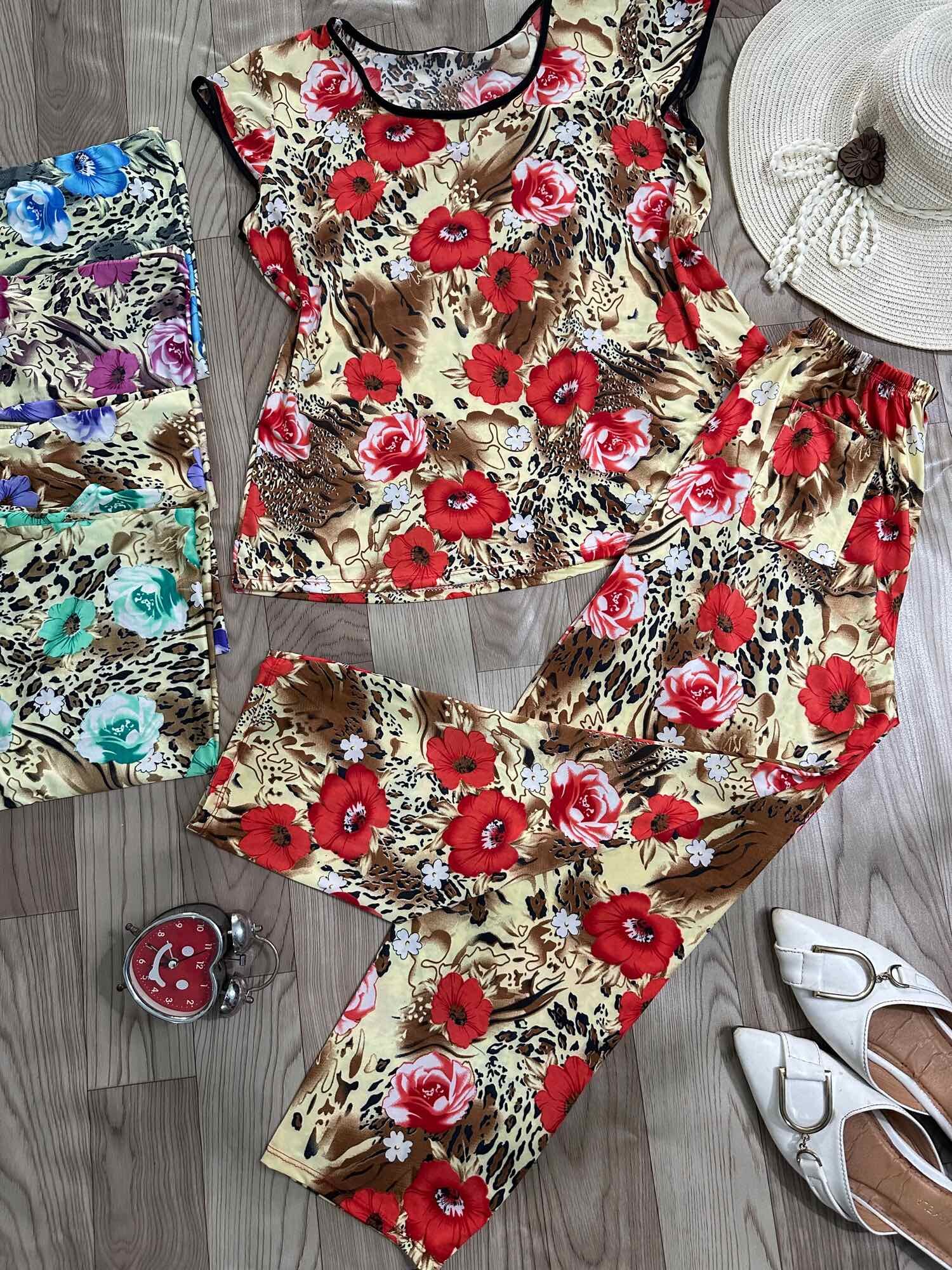 Set đồ bộ mặc nhà quần dài chất thun lạnh