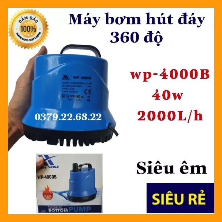 Máy bơm hút đáy 360 độ 40w bơm chìm hút cặn hồ cá wp4000b