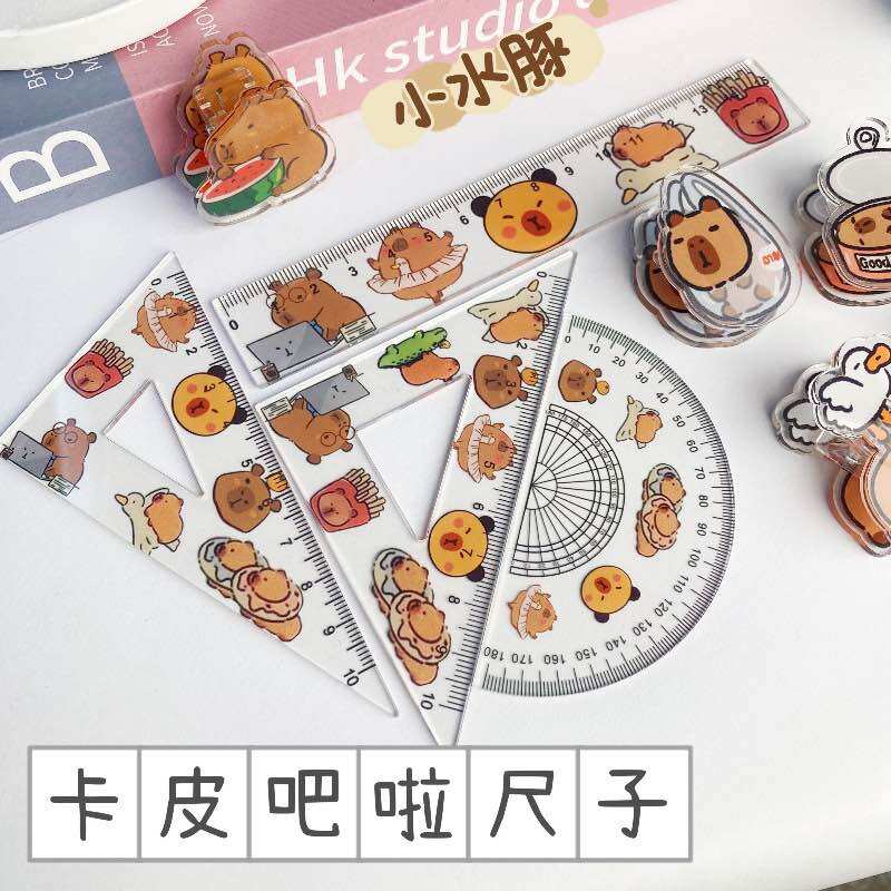 Bộ 4 Món Thước Kẻ , Eke , Đo Độ CapyBara