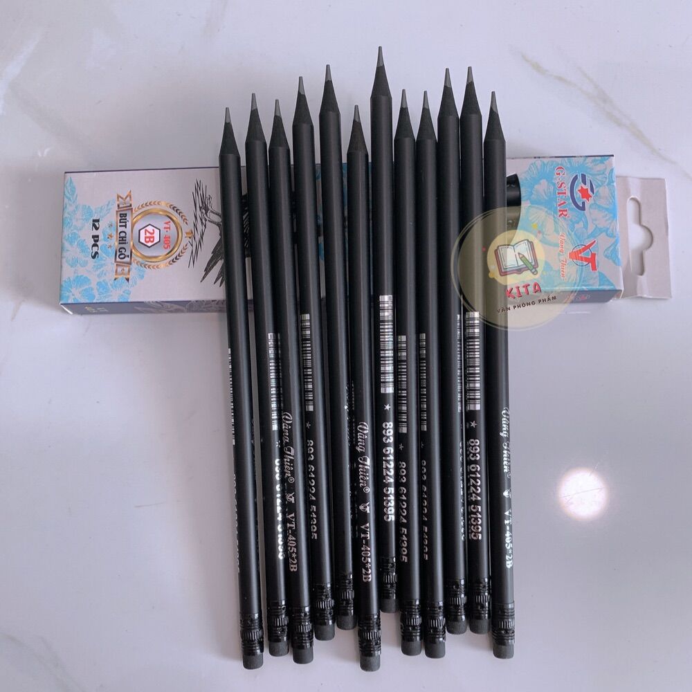 Hộp 12 cây bút chì gstar vt-405 ngòi 2b thân đen