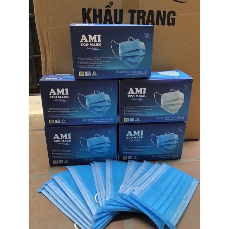 Hộp 50 cái khẩu trang y tế 4 lớp ami hàng chuẩn công ty