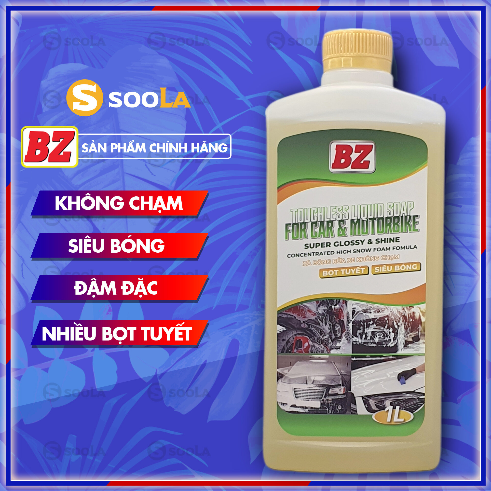 Nước rửa xe không chạm, nước rửa xe bọt tuyết, đậm đặc bóng loáng nước rửa xe tô xe BZ 1000ml