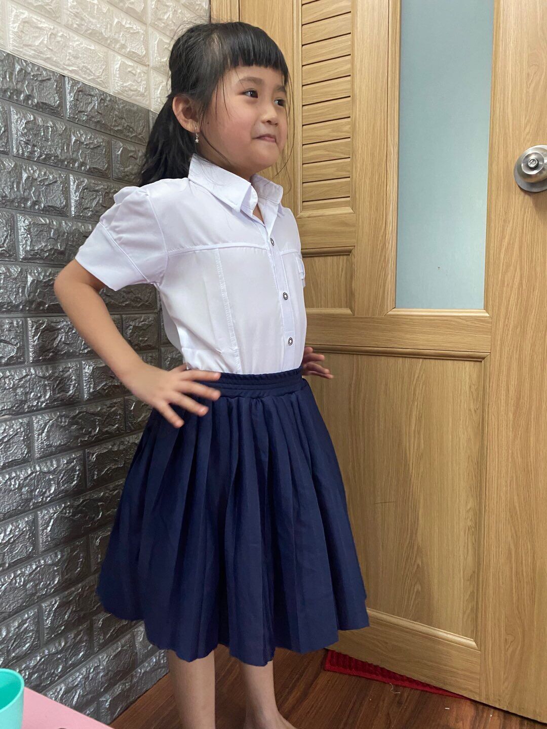 Áo sơ my trắng cho bé gái