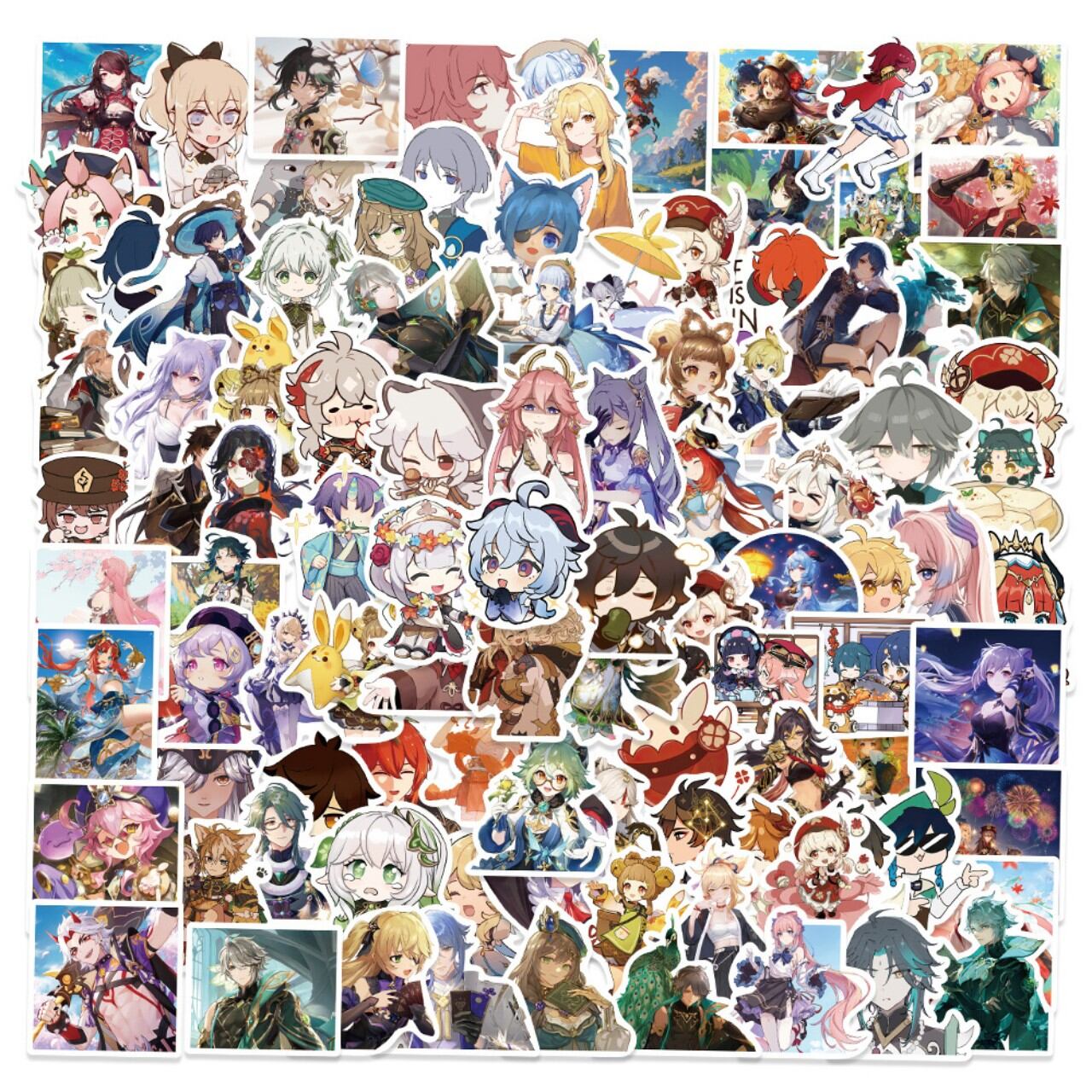 Set 50 miếng sticker hình dán chống nước genshin impact