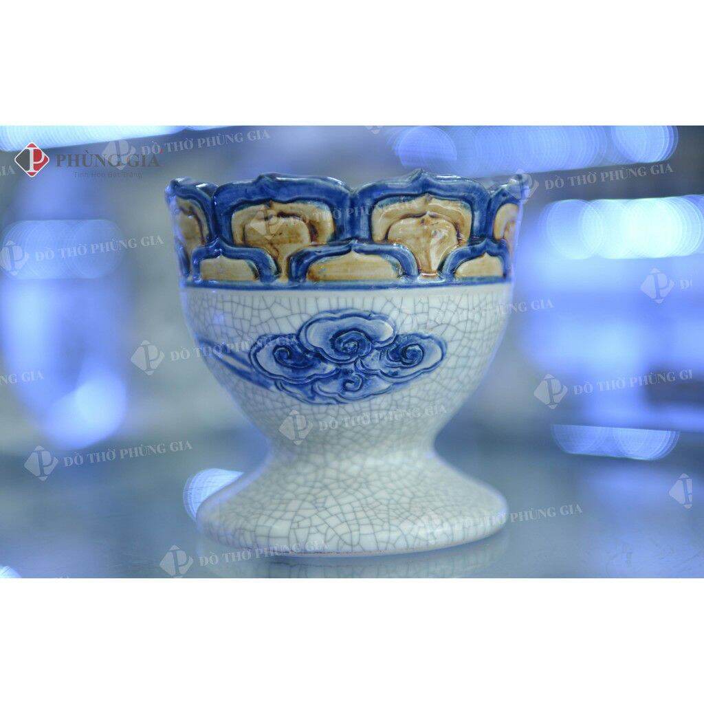 Ly đựng quả phật thủ men rạn giả cổ
