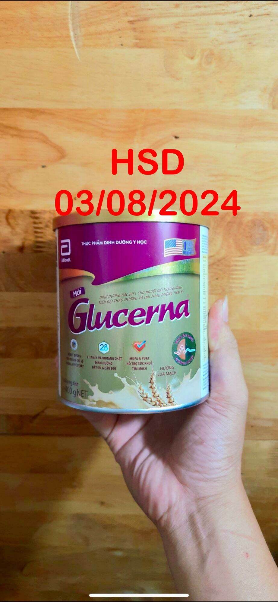 Sữa tiểu đường Abbott Glucerna 400g Hương Lúa Mạch HSD 03/08/2024