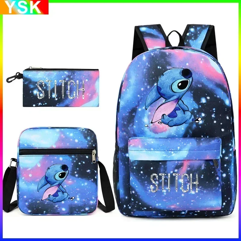 Miniso Stitch Ba Lô Trẻ Em In Hình Hoạt Hình Thiết Kế Stitch Unisex Túi Đeo Vai Mẫu Giáo Schoolbag Q