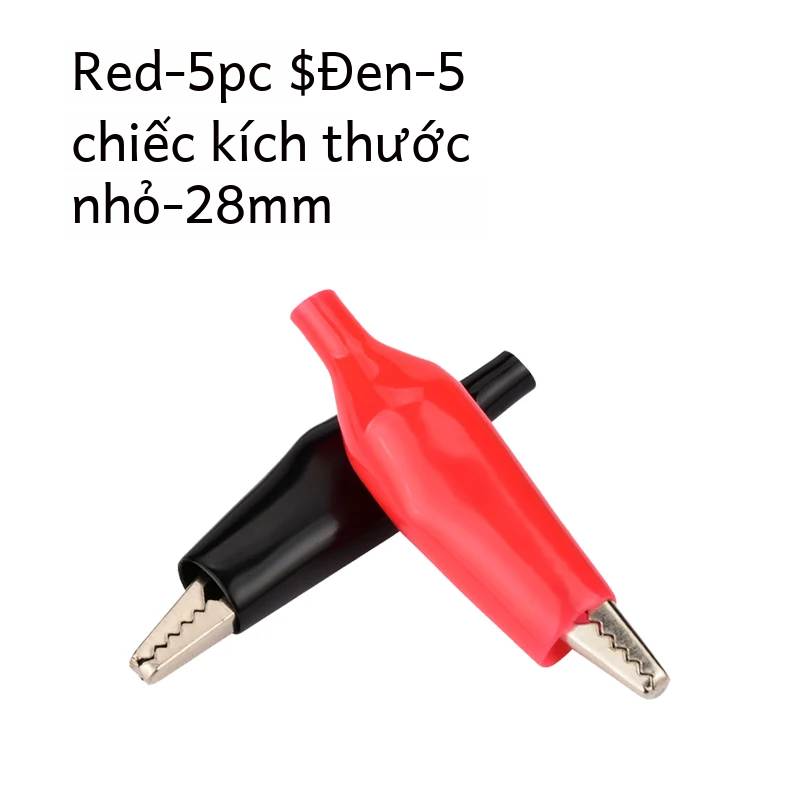 10 cái/lốc 28 mm/35 mm/45 mm kim loại kẹp cá sấu điện kẹp để kiểm tra đầu đo máy đo hình cá sấu đen/đỏ với khởi động bằng nhựa