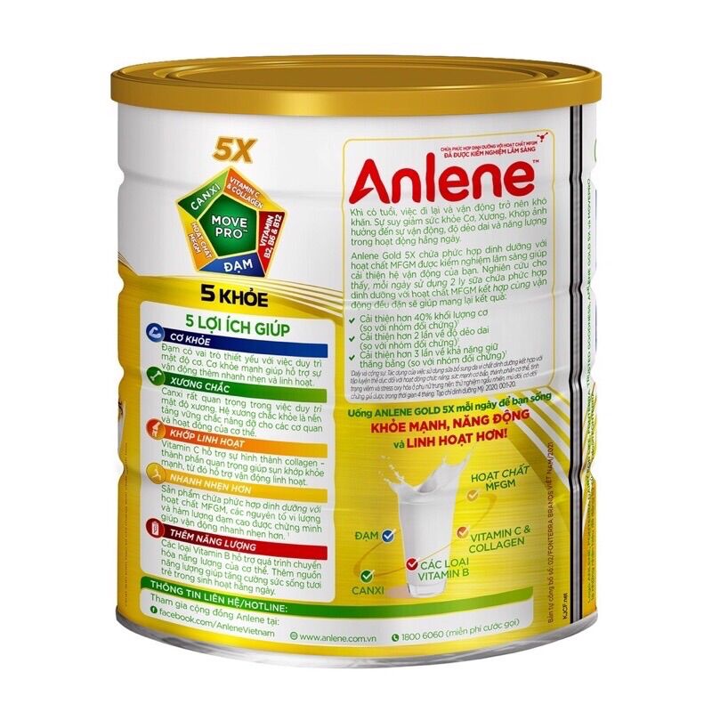 Sữa bột Anlene gold 5X lon 800g - date mới
