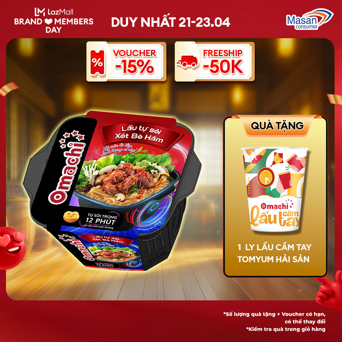 [15-17.4 Voucher 18% CHO ĐƠN TỪ 199k]Omachi Lẩu Tự Sôi Xốt Bò Hầm 276g