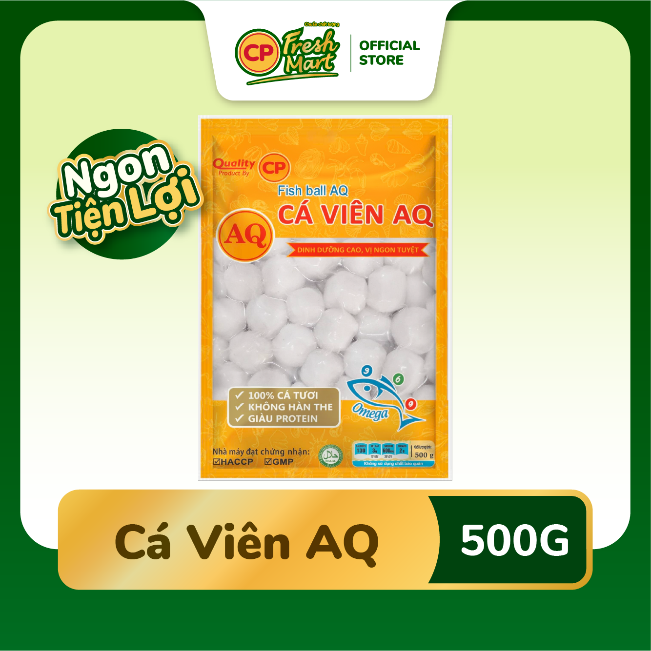 Cá Viên AQ CP Gói 500G - Halal - Ngon Tiện Lợi - Ăn Vặt Đồ Chiên - Viên Thả Lẩu - CP Fresh Mart
