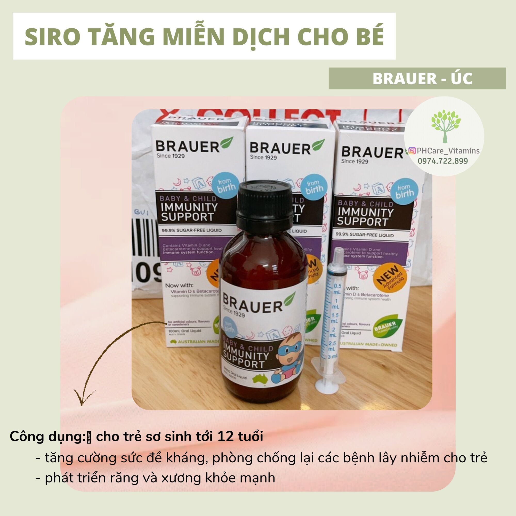 Siro tăng đề kháng Brauer Immunity Support 100ml của Úc