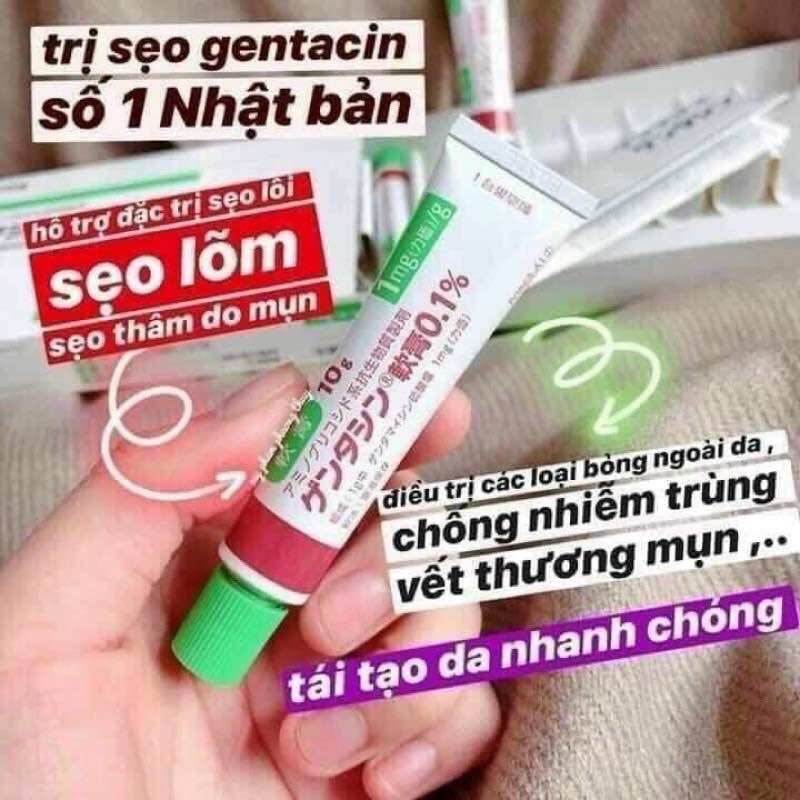 Kem mờ sẹo gentacin nhật bản, kem giúp làm mờ vết sẹo lồi, kem sẹo lõm - 1 tuýp 10gr