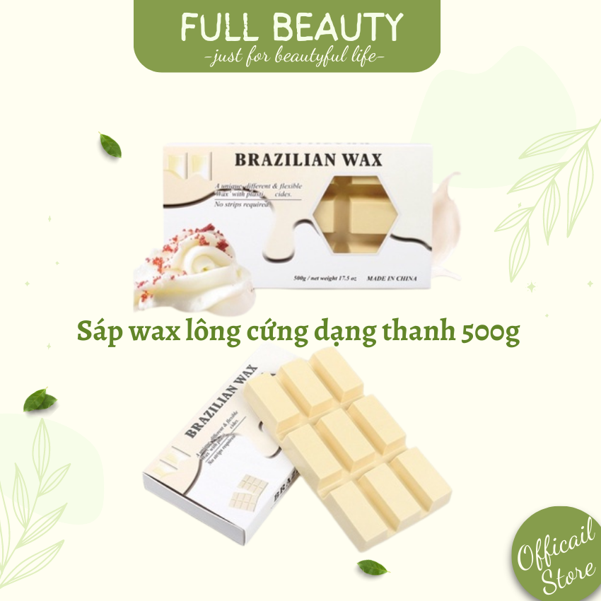 Sáp wax lông nóng dạng thanh cứng 500g. sáp wax siêu bám lông full beauty