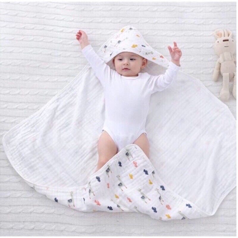 Áo choàng tắm sợi tre 4 lớp thấm hút mềm mại