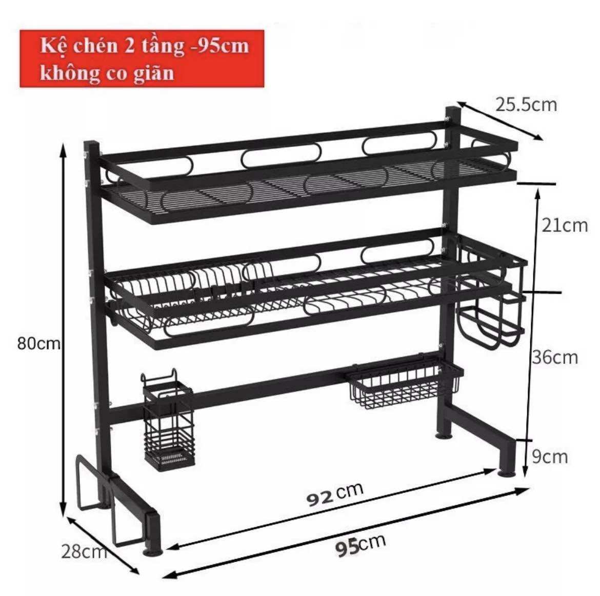 Kệ Để Chén Bát Đa Năng Thông Minh - Giá Để Đồ Chén Đĩa Trên Bồn Rửa Bát Thép Carbon Sơn Tĩnh Điện